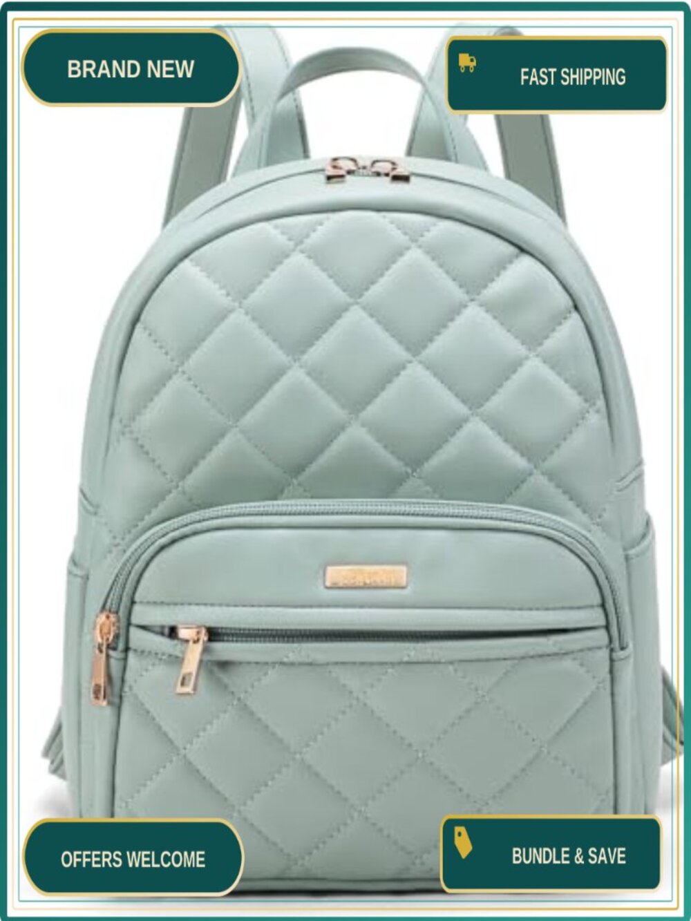 Mini Backpack Vegan Leather Quilted Multiple Pockets Travel Purse